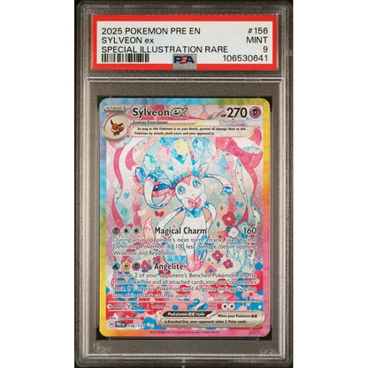 2025 Pokemon Pre En-Prismatic Evolutions #156 Sylveon EX PSA 9 Special Illustration Rare - Backtotheculturecollectables
