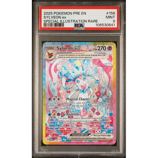 2025 Pokemon Pre En-Prismatic Evolutions #156 Sylveon EX PSA 9 Special Illustration Rare - Backtotheculturecollectables