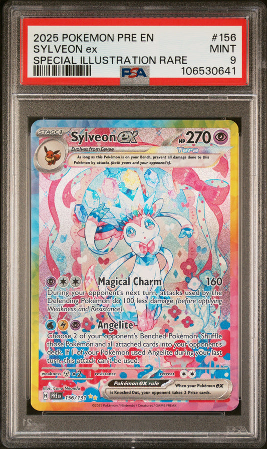 2025 Pokemon Pre En-Prismatic Evolutions #156 Sylveon EX PSA 9 Special Illustration Rare